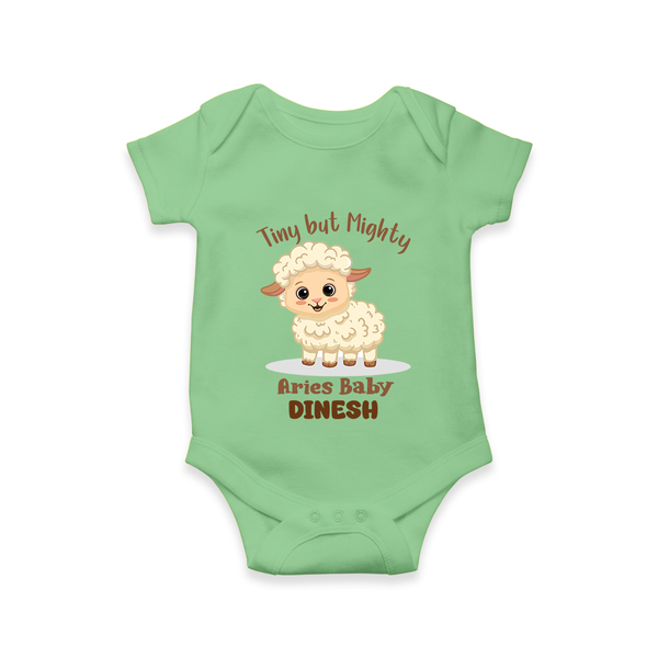 Tiny But Mighty Aries Baby Romper / Onesie | Personalized Aries Romper / Onesie for Your Little One - GREEN - New Born (Chest 14")