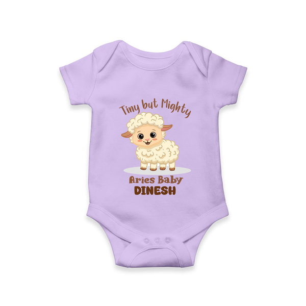 Tiny But Mighty Aries Baby Romper / Onesie | Personalized Aries Romper / Onesie for Your Little One - LILAC - New Born (Chest 14")