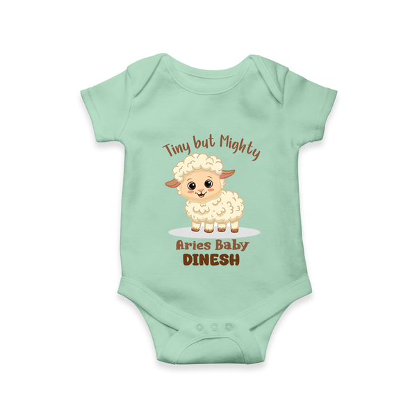 Tiny But Mighty Aries Baby Romper / Onesie | Personalized Aries Romper / Onesie for Your Little One - MINT GREEN - New Born (Chest 14")