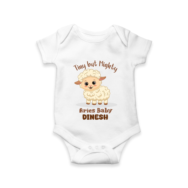 Tiny But Mighty Aries Baby Romper / Onesie | Personalized Aries Romper / Onesie for Your Little One - WHITE - New Born (Chest 14")