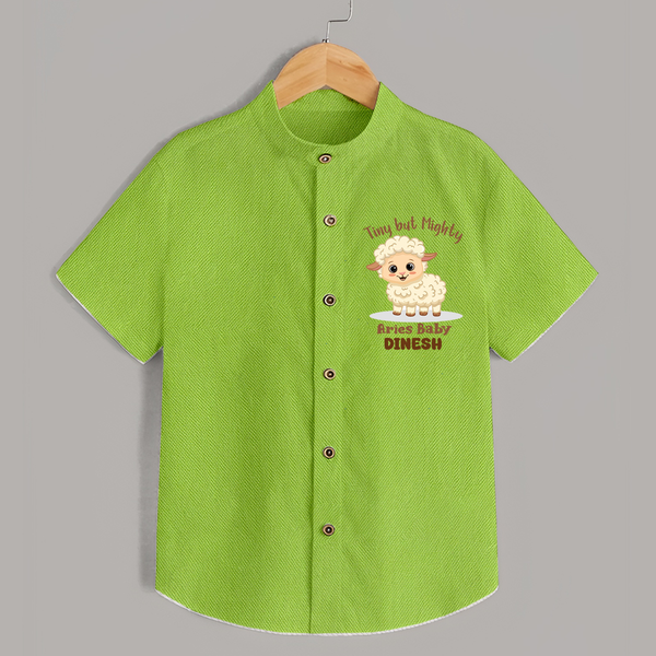 Tiny But Mighty Aries Baby Shirt | Personalized Aries Shirt for Your Little One - LIME GREEN - 0 - 6 Months Old (Chest 23")