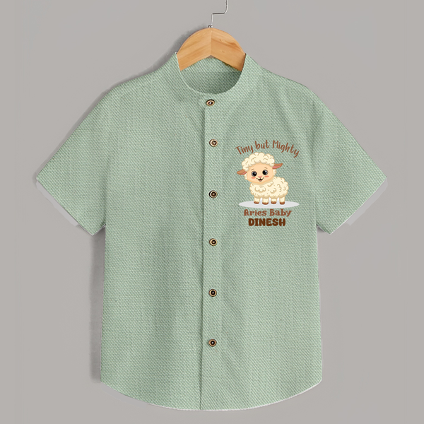 Tiny But Mighty Aries Baby Shirt | Personalized Aries Shirt for Your Little One - MINT GREEN - 0 - 6 Months Old (Chest 23")