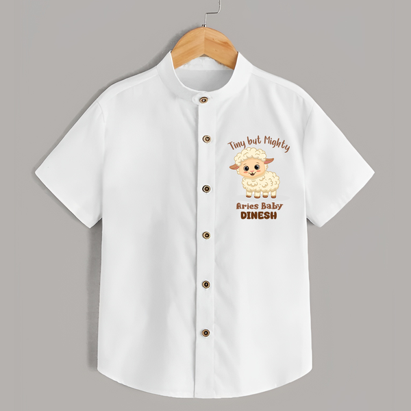 Tiny But Mighty Aries Baby Shirt | Personalized Aries Shirt for Your Little One - WHITE - 0 - 6 Months Old (Chest 23")