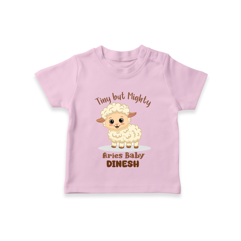 Tiny But Mighty Aries Baby T-Shirt | Personalized Aries T-Shirt for Your Little One - BABY PINK - 0-5 Months Old (Chest 17")