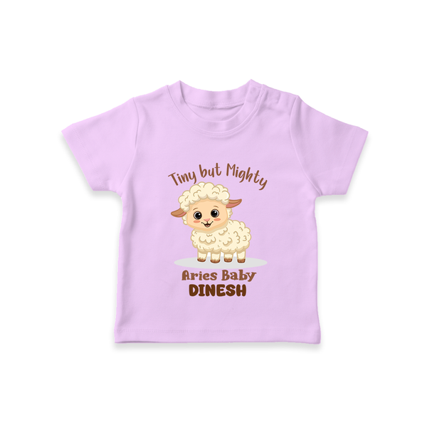 Tiny But Mighty Aries Baby T-Shirt | Personalized Aries T-Shirt for Your Little One - LILAC - 0-5 Months Old (Chest 17")