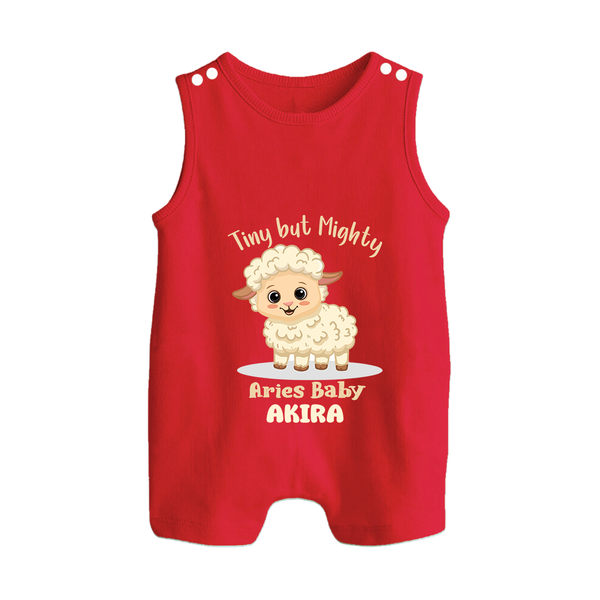 Tiny But Mighty Aries Baby Romper Suit / Sleeveless Romper | Personalized Aries Romper Suit / Sleeveless Romper for Your Little One - RED - 0 - 5 Months Old (Chest 18")