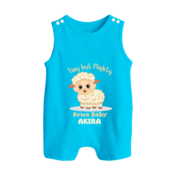 Tiny But Mighty Aries Baby Romper Suit / Sleeveless Romper | Personalized Aries Romper Suit / Sleeveless Romper for Your Little One - SKY BLUE - 0 - 5 Months Old (Chest 18")
