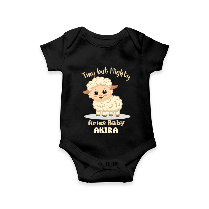 Tiny But Mighty Aries Baby Romper / Onesie | Personalized Aries Romper / Onesie for Your Little One - BLACK - New Born (Chest 14")