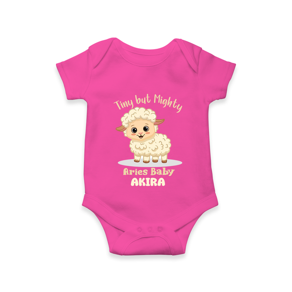 Tiny But Mighty Aries Baby Romper / Onesie | Personalized Aries Romper / Onesie for Your Little One - HOT PINK - New Born (Chest 14")