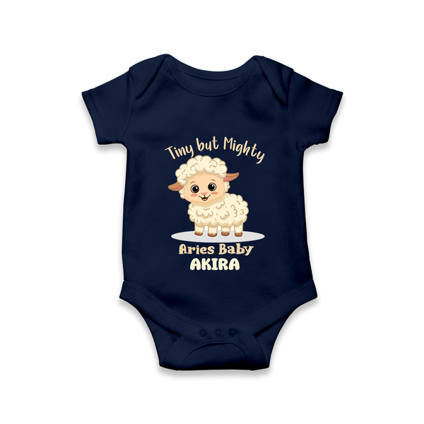 Tiny But Mighty Aries Baby Romper / Onesie | Personalized Aries Romper / Onesie for Your Little One - NAVY BLUE - New Born (Chest 14")