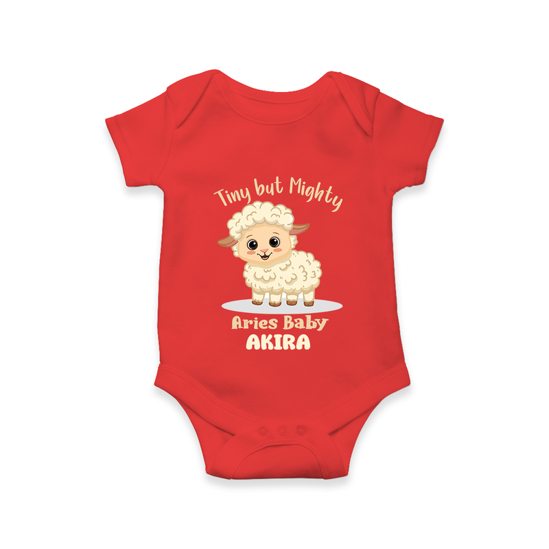 Tiny But Mighty Aries Baby Romper / Onesie | Personalized Aries Romper / Onesie for Your Little One - RED - New Born (Chest 14")