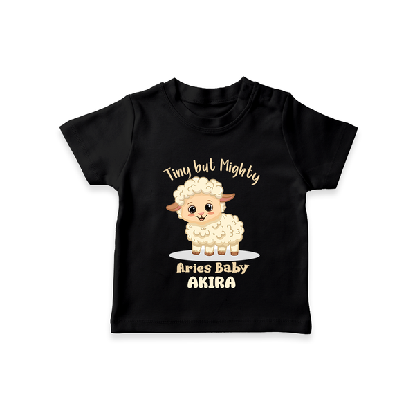 Tiny But Mighty Aries Baby T-Shirt | Personalized Aries T-Shirt for Your Little One - BLACK - 0-5 Months Old (Chest 17")