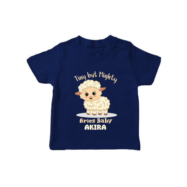 Tiny But Mighty Aries Baby T-Shirt | Personalized Aries T-Shirt for Your Little One - NAVY BLUE - 0-5 Months Old (Chest 17")