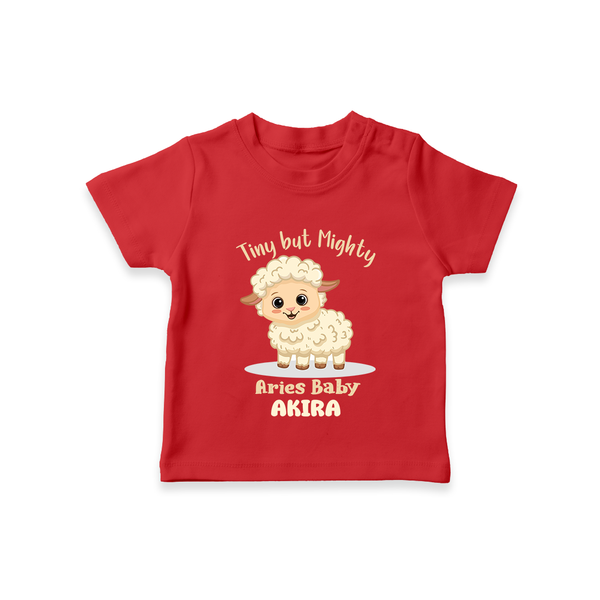 Tiny But Mighty Aries Baby T-Shirt | Personalized Aries T-Shirt for Your Little One - RED - 0-5 Months Old (Chest 17")