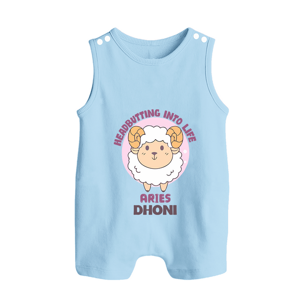 Heading Butting into Life Aries Romper Suit / Sleeveless Romper | Custom Aries Romper Suit / Sleeveless Romper for Your Baby - BABY BLUE - 0 - 5 Months Old (Chest 18")