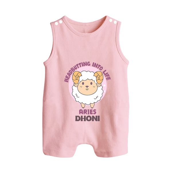 Heading Butting into Life Aries Romper Suit / Sleeveless Romper | Custom Aries Romper Suit / Sleeveless Romper for Your Baby - BABY PINK - 0 - 5 Months Old (Chest 18")