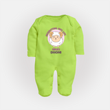 Heading Butting into Life Aries Sleepsuit / Full Sleeve Bodysuit | Custom Aries Sleepsuit / Full Sleeve Bodysuit for Your Baby - LIME GREEN - New Born (Chest 7.5")