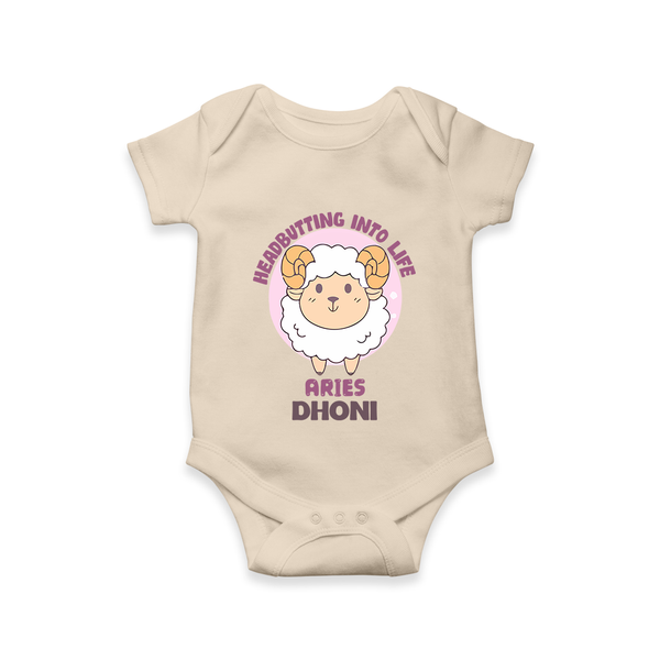 Heading Butting into Life Aries Romper / Onesie | Custom Aries Romper / Onesie for Your Baby - IVORY - New Born (Chest 14")