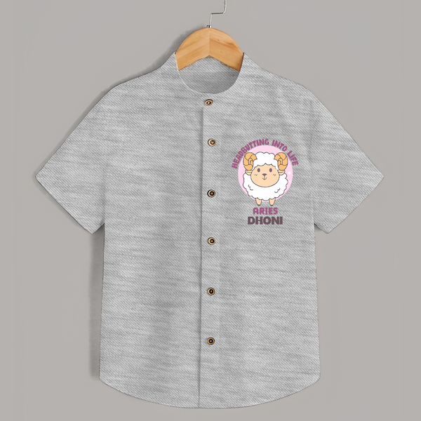 Heading Butting into Life Aries Shirt | Custom Aries Shirt for Your Baby - GREY - 0 - 6 Months Old (Chest 23")