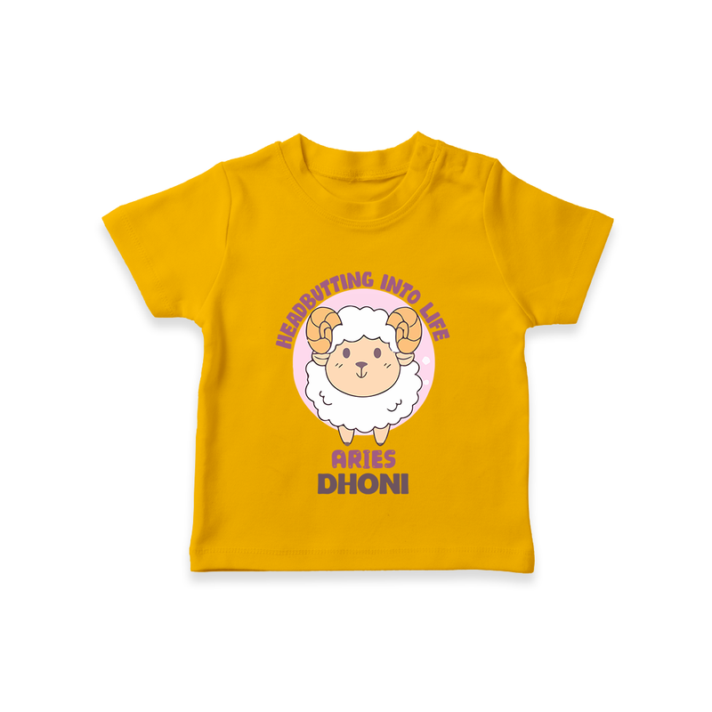 Heading Butting into Life Aries T-Shirt | Custom Aries T-Shirt for Your Baby - CHROME YELLOW - 0-5 Months Old (Chest 17")