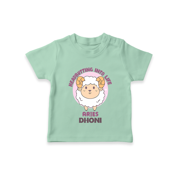 Heading Butting into Life Aries T-Shirt | Custom Aries T-Shirt for Your Baby - MINT GREEN - 0-5 Months Old (Chest 17")
