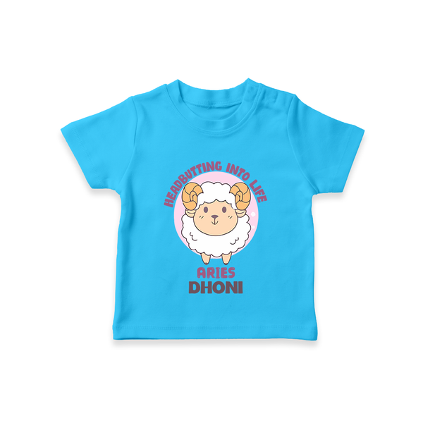 Heading Butting into Life Aries T-Shirt | Custom Aries T-Shirt for Your Baby - SKY BLUE - 0-5 Months Old (Chest 17")