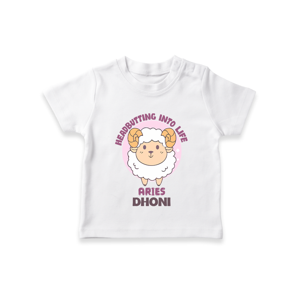 Heading Butting into Life Aries T-Shirt | Custom Aries T-Shirt for Your Baby - WHITE - 0-5 Months Old (Chest 17")