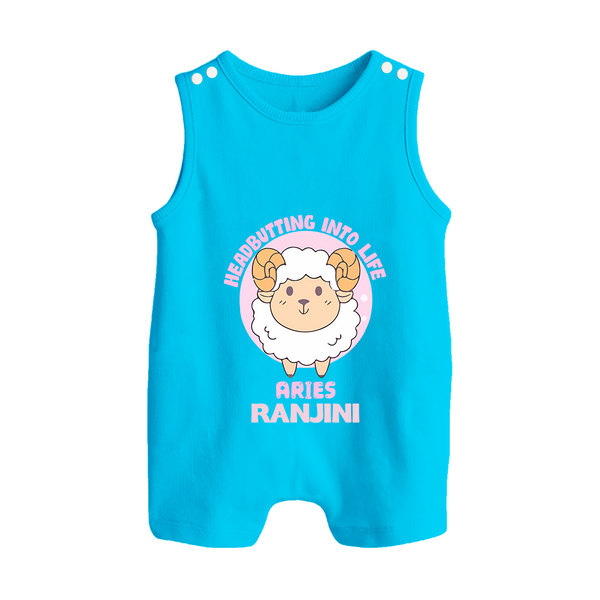 Heading Butting into Life Aries Romper Suit / Sleeveless Romper | Custom Aries Romper Suit / Sleeveless Romper for Your Baby - SKY BLUE - 0 - 5 Months Old (Chest 18")
