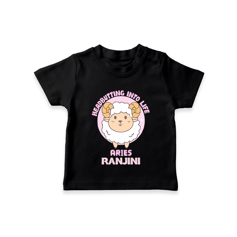 Heading Butting into Life Aries T-Shirt | Custom Aries T-Shirt for Your Baby - BLACK - 0-5 Months Old (Chest 17")