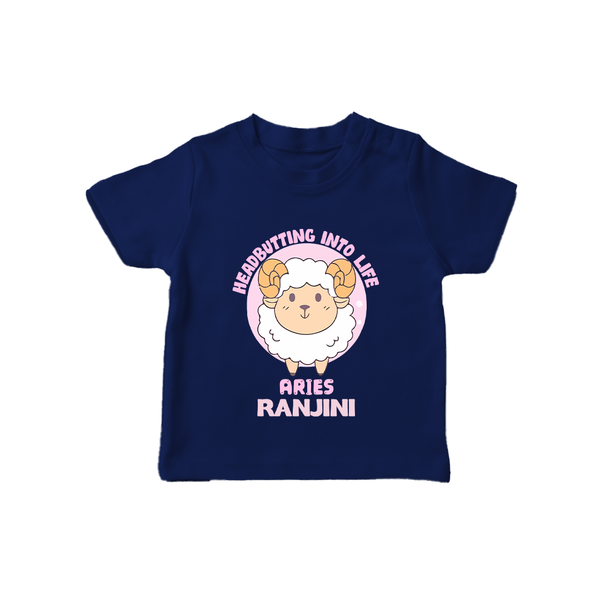 Heading Butting into Life Aries T-Shirt | Custom Aries T-Shirt for Your Baby - NAVY BLUE - 0-5 Months Old (Chest 17")