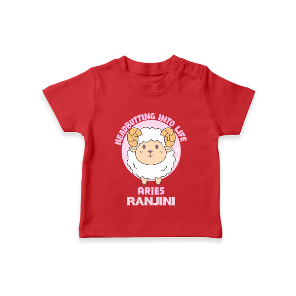 Heading Butting into Life Aries T-Shirt | Custom Aries T-Shirt for Your Baby - RED - 0-5 Months Old (Chest 17")