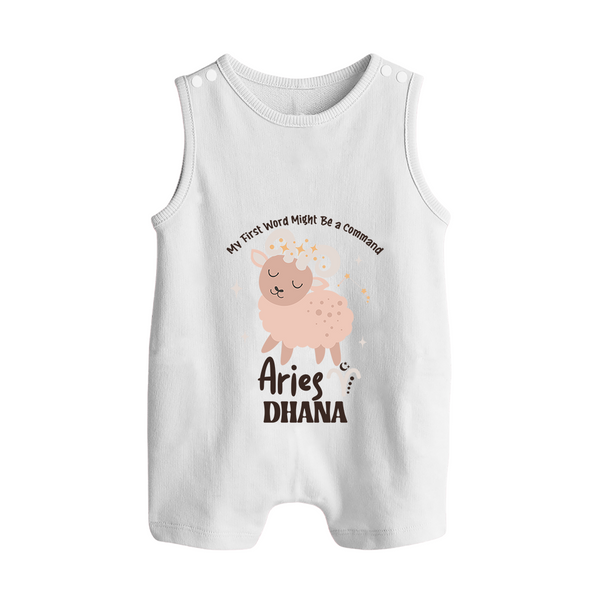 My First World Might Be a Command Aries Romper Suit / Sleeveless Romper | Personalized Aries Romper Suit / Sleeveless Romper for Your Little Leader - WHITE - 0 - 5 Months Old (Chest 18")