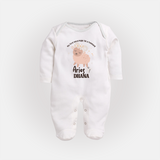 My First World Might Be a Command Aries Sleepsuit / Full Sleeve Bodysuit | Personalized Aries Sleepsuit / Full Sleeve Bodysuit for Your Little Leader - WHITE - New Born (Chest 7.5")