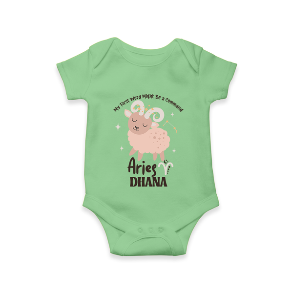My First World Might Be a Command Aries Romper / Onesie | Personalized Aries Romper / Onesie for Your Little Leader - GREEN - New Born (Chest 14")
