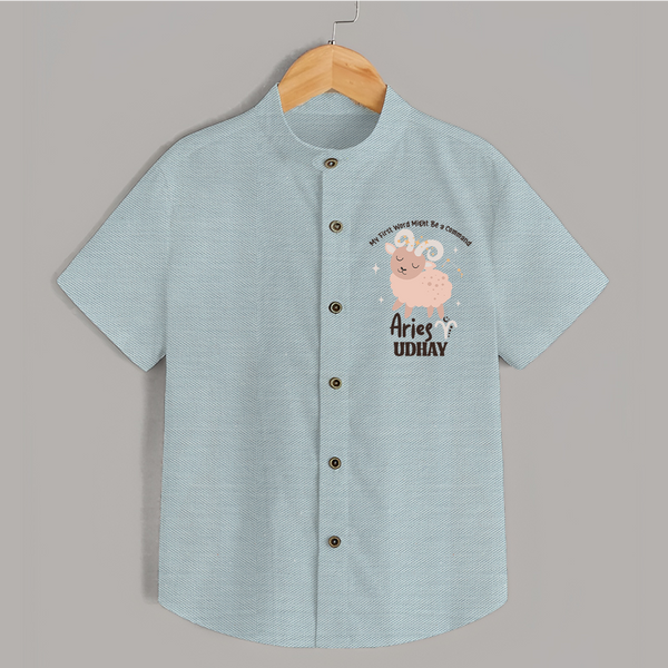 My First World Might Be a Command Aries Shirt | Personalized Aries Shirt for Your Little Leader - ARCTIC BLUE - 0 - 6 Months Old (Chest 23")
