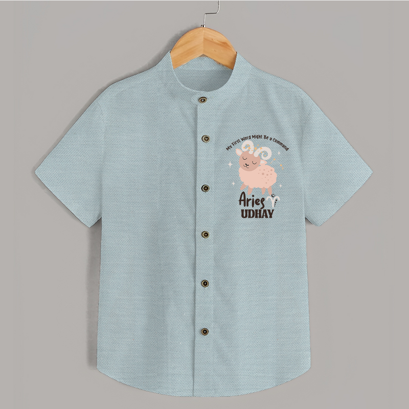 My First World Might Be a Command Aries Shirt | Personalized Aries Shirt for Your Little Leader - ARCTIC BLUE - 0 - 6 Months Old (Chest 23")