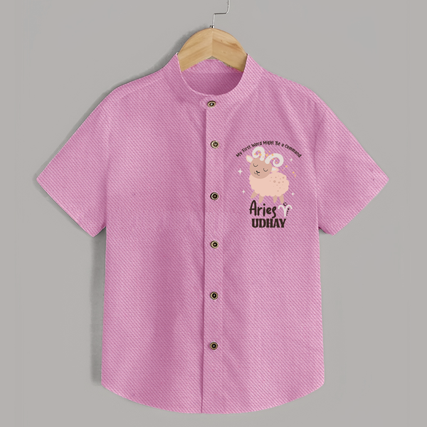 My First World Might Be a Command Aries Shirt | Personalized Aries Shirt for Your Little Leader - BABY PINK - 0 - 6 Months Old (Chest 23")