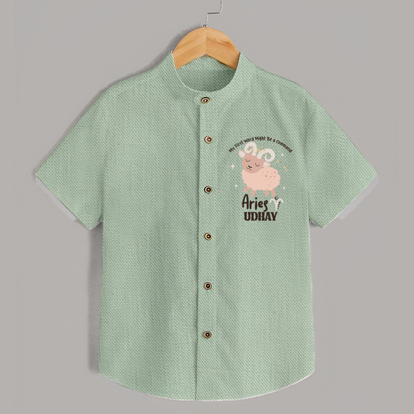 My First World Might Be a Command Aries Shirt | Personalized Aries Shirt for Your Little Leader - MINT GREEN - 0 - 6 Months Old (Chest 23")