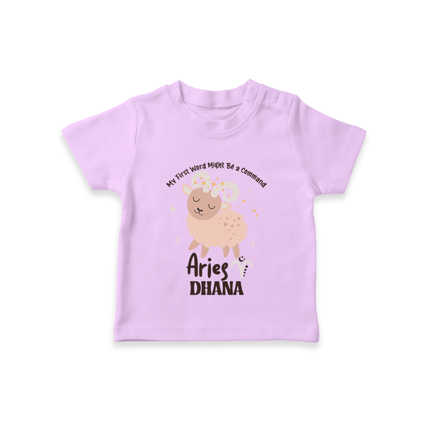 My First World Might Be a Command Aries T-Shirt | Personalized Aries T-Shirt for Your Little Leader - LILAC - 0-5 Months Old (Chest 17")