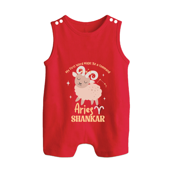 My First World Might Be a Command Aries Romper Suit / Sleeveless Romper | Personalized Aries Romper Suit / Sleeveless Romper for Your Little Leader - RED - 0 - 5 Months Old (Chest 18")