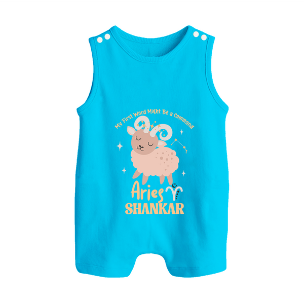 My First World Might Be a Command Aries Romper Suit / Sleeveless Romper | Personalized Aries Romper Suit / Sleeveless Romper for Your Little Leader - SKY BLUE - 0 - 5 Months Old (Chest 18")
