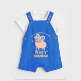 My First World Might Be a Command Aries Dungaree Set | Personalized Aries Dungaree Set for Your Little Leader - COBALT BLUE - 0 - 5 Months Old (Chest 18")