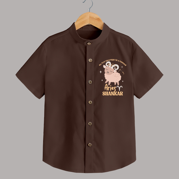 My First World Might Be a Command Aries Shirt | Personalized Aries Shirt for Your Little Leader - CHOCOLATE BROWN - 0 - 6 Months Old (Chest 23")
