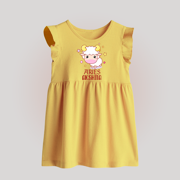 Aries Baby Frock | Custom Baby Frock for Aries Babies - PASTEL YELLOW - 0 - 3 Months Old (Chest 17")