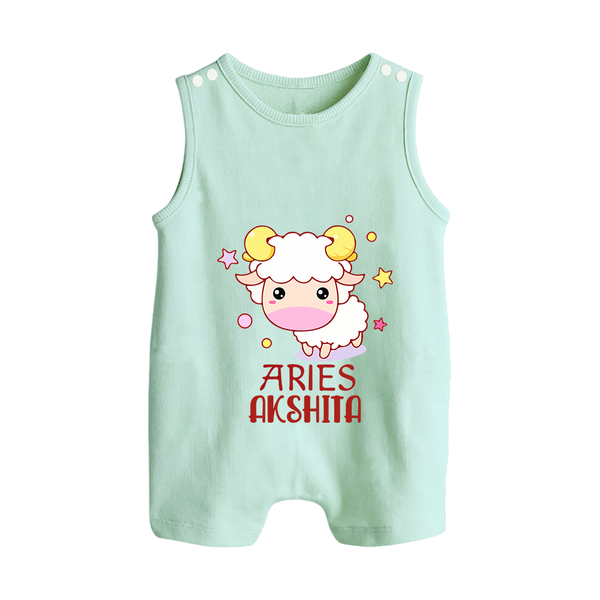 Aries Baby Romper Suit / Sleeveless Romper | Custom Romper Suit / Sleeveless Romper for Aries Babies - MINT GREEN - 0 - 5 Months Old (Chest 18")