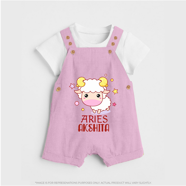 Aries Baby Dungaree Set | Custom Dungaree Set for Aries Babies - BABY PINK - 0 - 5 Months Old (Chest 18")