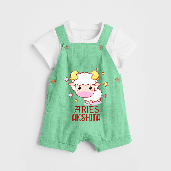 Aries Baby Dungaree Set | Custom Dungaree Set for Aries Babies - GREEN - 0 - 5 Months Old (Chest 18")