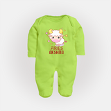 Aries Baby Sleepsuit / Full Sleeve Bodysuit | Custom Sleepsuit / Full Sleeve Bodysuit for Aries Babies - LIME GREEN - New Born (Chest 7.5")