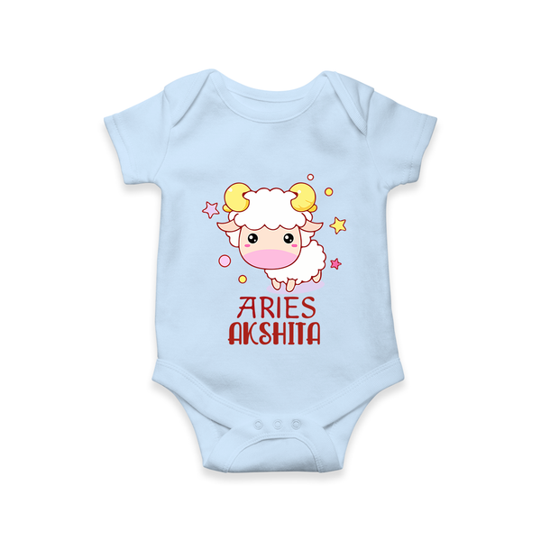 Aries Baby Romper / Onesie | Custom Romper / Onesie for Aries Babies - BABY BLUE - New Born (Chest 14")