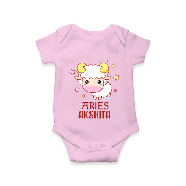 Aries Baby Romper / Onesie | Custom Romper / Onesie for Aries Babies - BABY PINK - New Born (Chest 14")